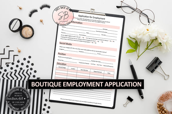 Printable application for employment boutique