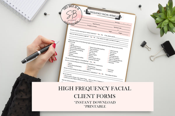 High Frequency Facial Printable Client Forms, PDF Template