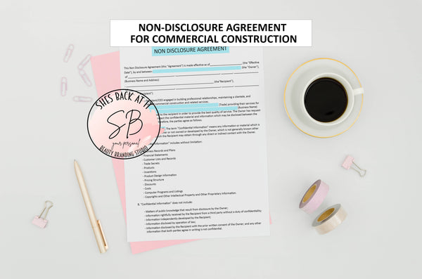 Non-disclosure agreement for commercial construction Printable Temaplate