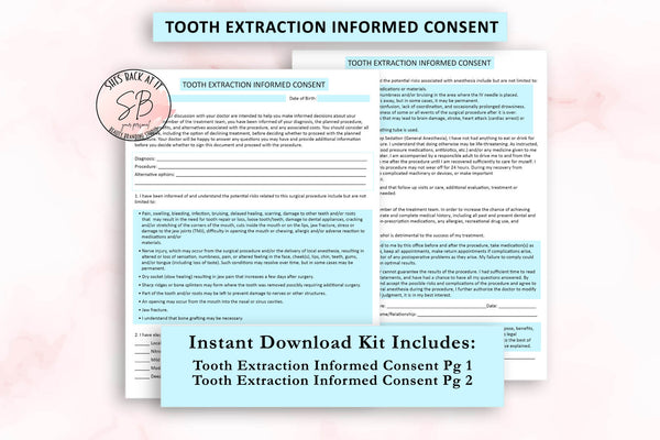 Printable Tooth Extraction Informed Consent for Dentist Office.