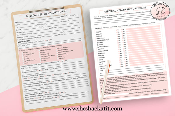 Client Medical History Printable