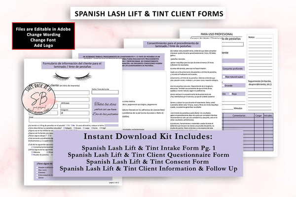 Spanish (ESPAÑOL) Lash Lift/Tint Client Forms
