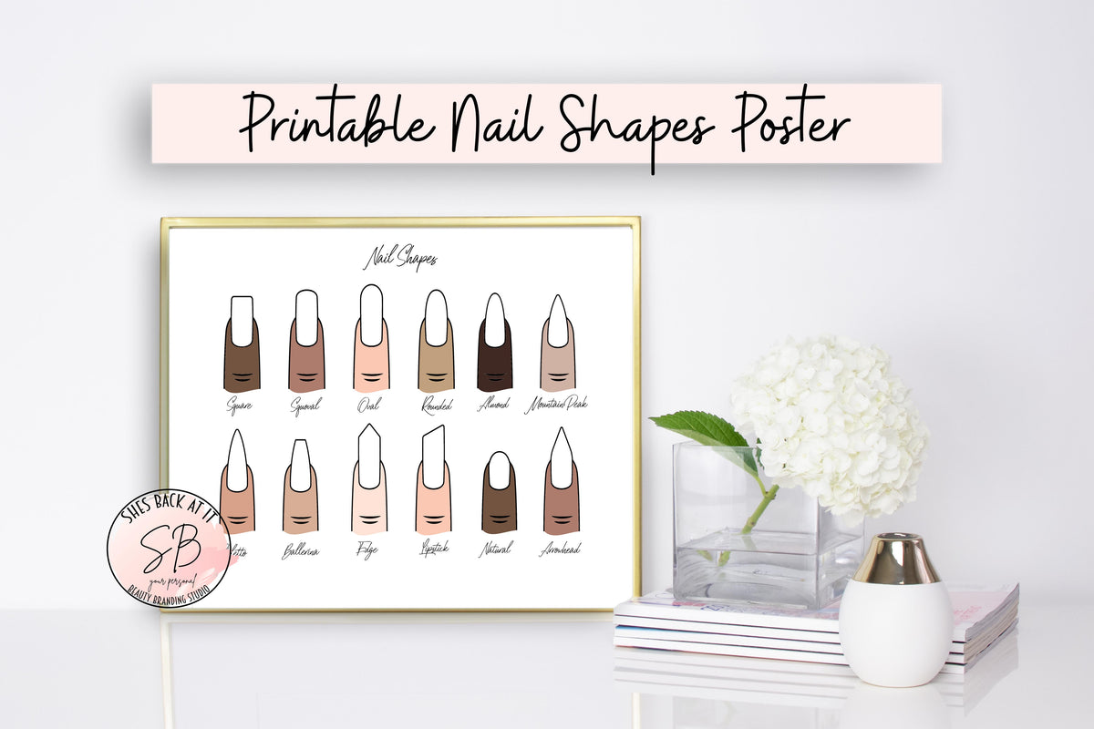 Nail Shape Chart ShesBackAtIt Printable Spa, Salon and Esthetician
