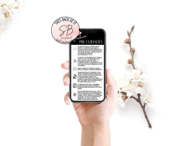 Spanish Version Waxing Aftercare Card