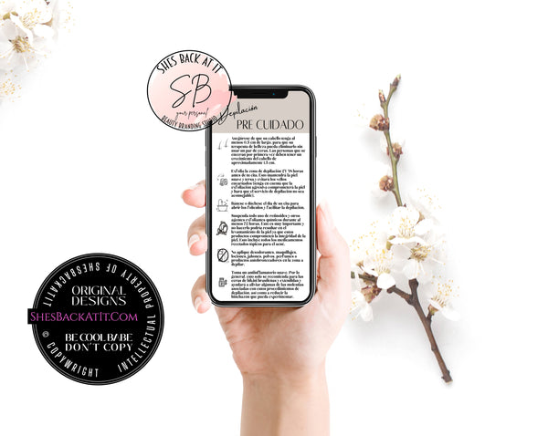 Waxing Aftercare Card Spanish