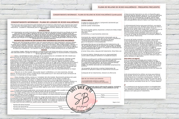Hyaluronic Acid Consent Forms Spanish