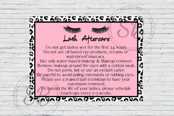 Lash Extension Aftercare Card
