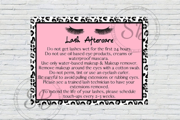 Lash Extension Aftercare Card