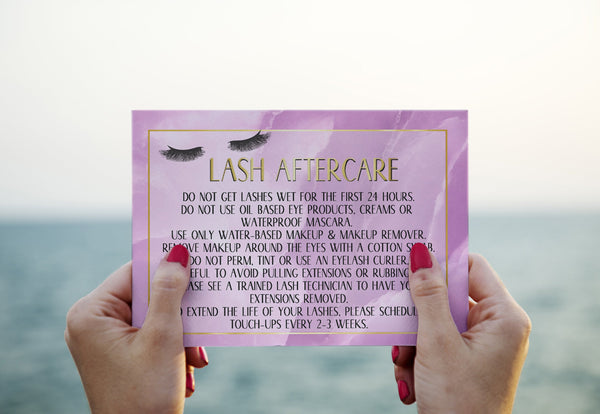 Purple Lash Aftercare Card