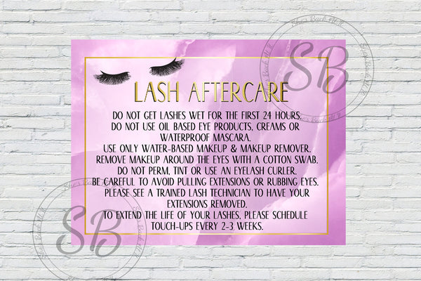 Eyelash Extension After Care Card