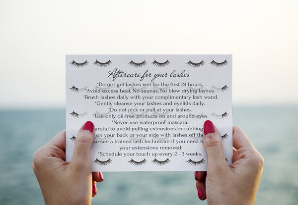 Cute Lashes Aftercare Card