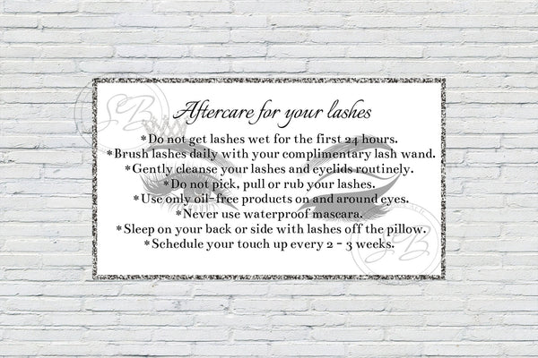 Crown Lash Extension Aftercare Card