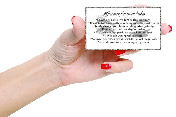 Silver Crown Lash Aftercare Card