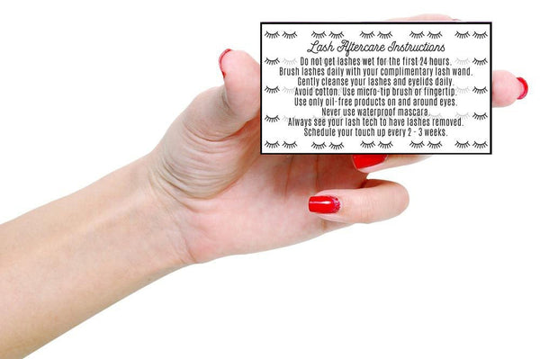 Cute Lashes Aftercare Card