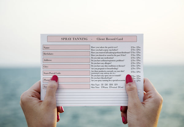 Spray tanning Client Record Card