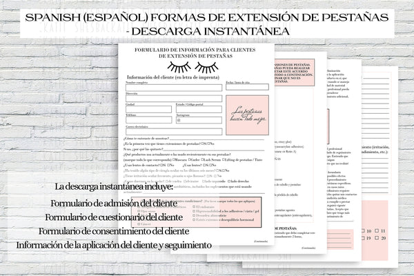 Spanish Lash Extension Forms