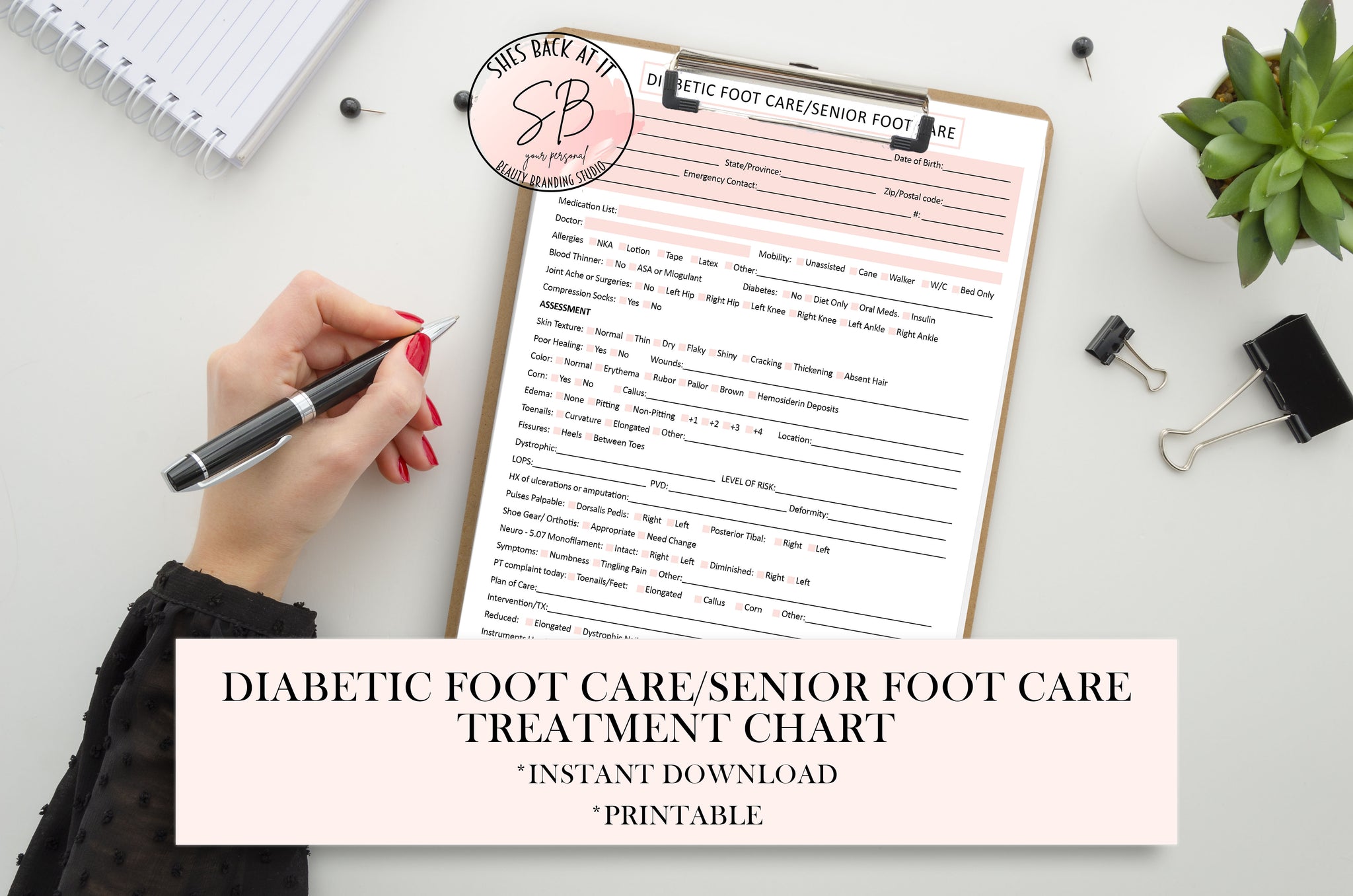 Diabetes Footcare Treatment Chart