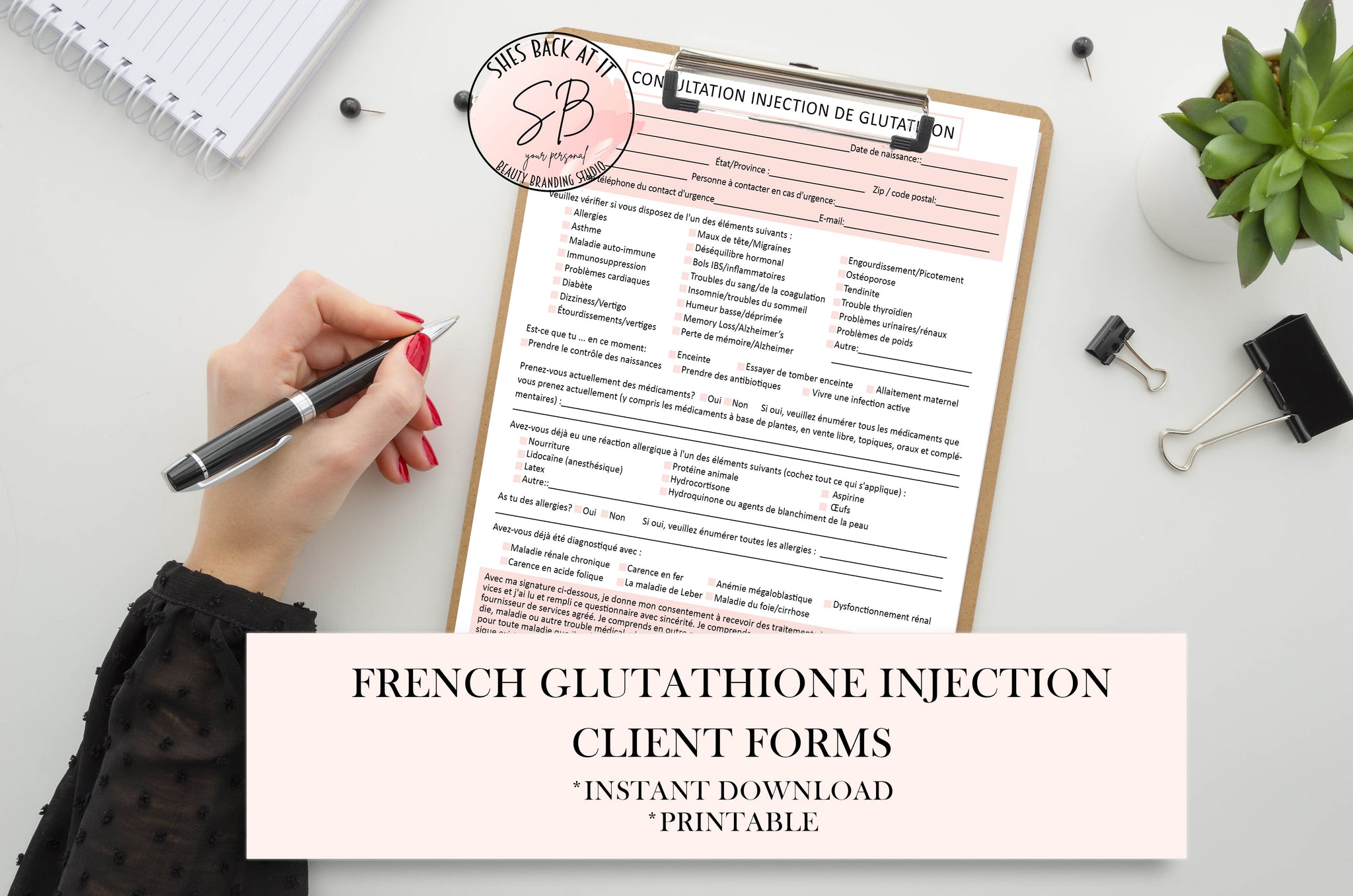 French Glutathione Injection Intake Form