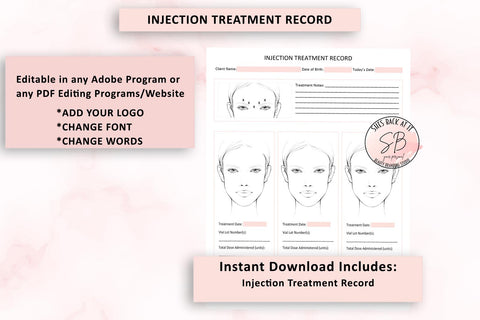 Facial Injection Treatment Record Printable Form