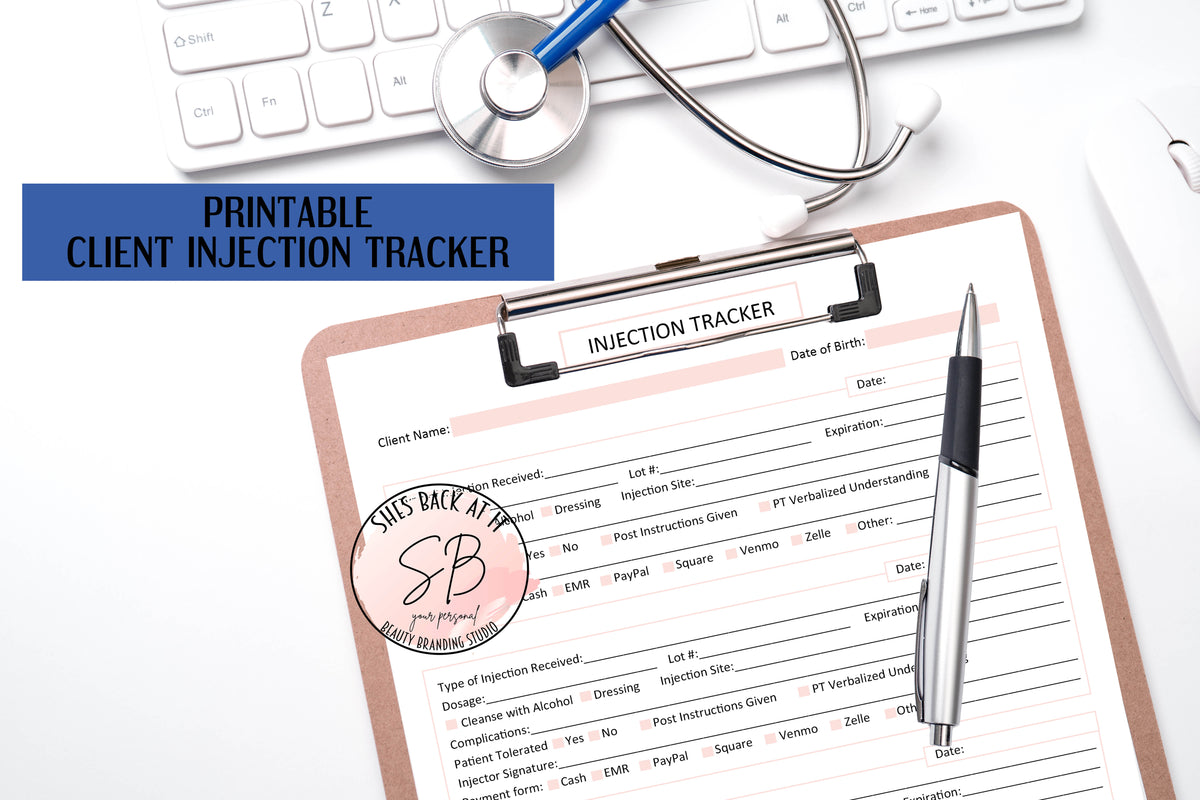 Client Injection Tracker | ShesBackAtIt | Printable Spa, Salon and ...