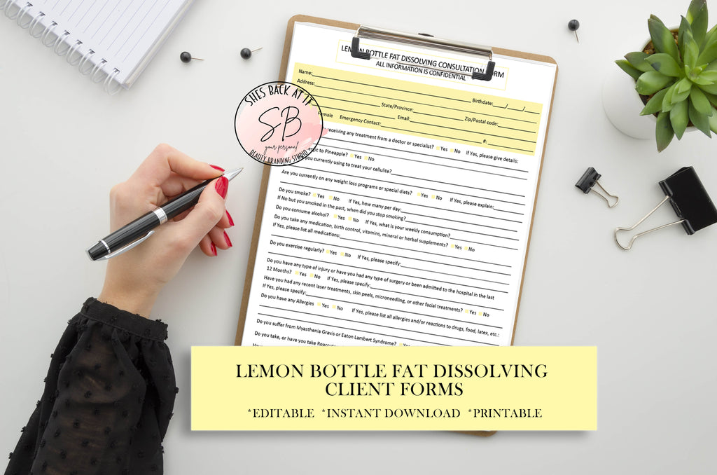 Lemon Bottle Fat Dissolving Client Forms Lemon Bottle Fat Dissolving Client Forms