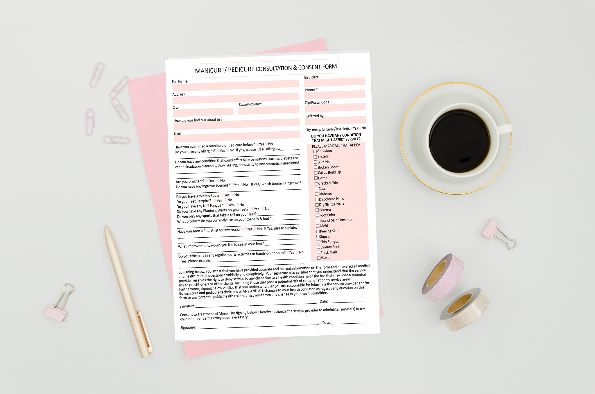 Printable Manicure Consent Form Template 