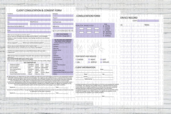 Printable Nail Technician Client Forms