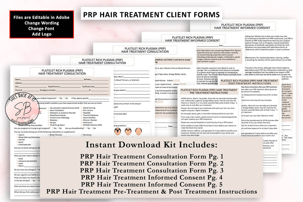 Platelet Rich Plasma Hair Treatment Intake Form ShesBackAtIt