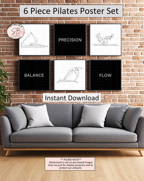Pilates Printable Wall Art | Set of 6 Posters