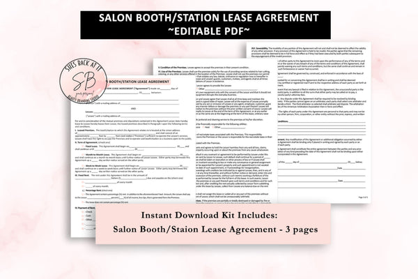 Salon Booth Agreement Printable Template