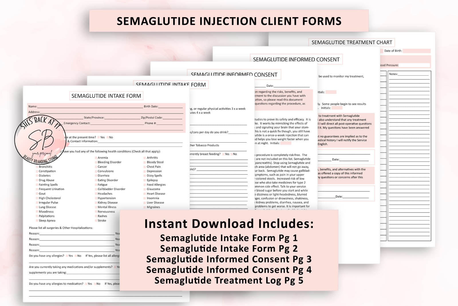 Our Semaglutide Intake Forms gather essential information about your clients' primary wants and needs. as well as gathering important health and medical details. With this information, you can provide your clients with the best service possible.