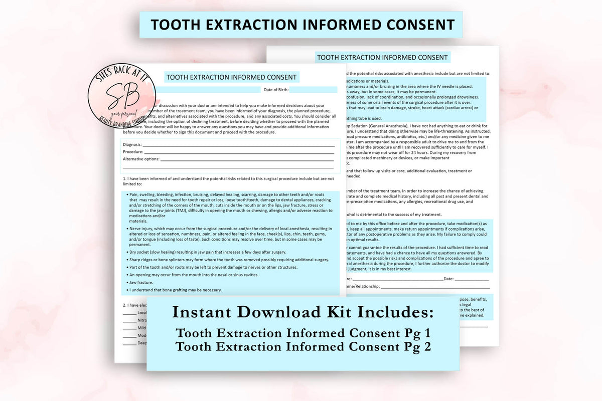 Tooth Extraction Informed Consent Form | ShesBackAtIt | Printable Spa ...