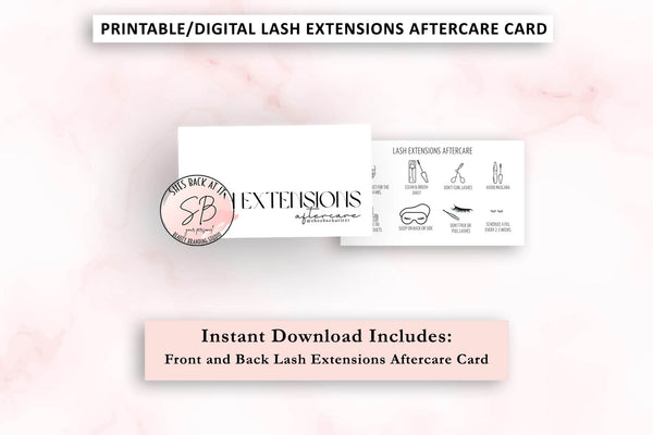 Printable Lash Extension Aftercare Card Series