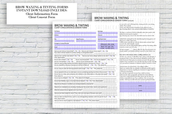 Brow wax and tint consent form