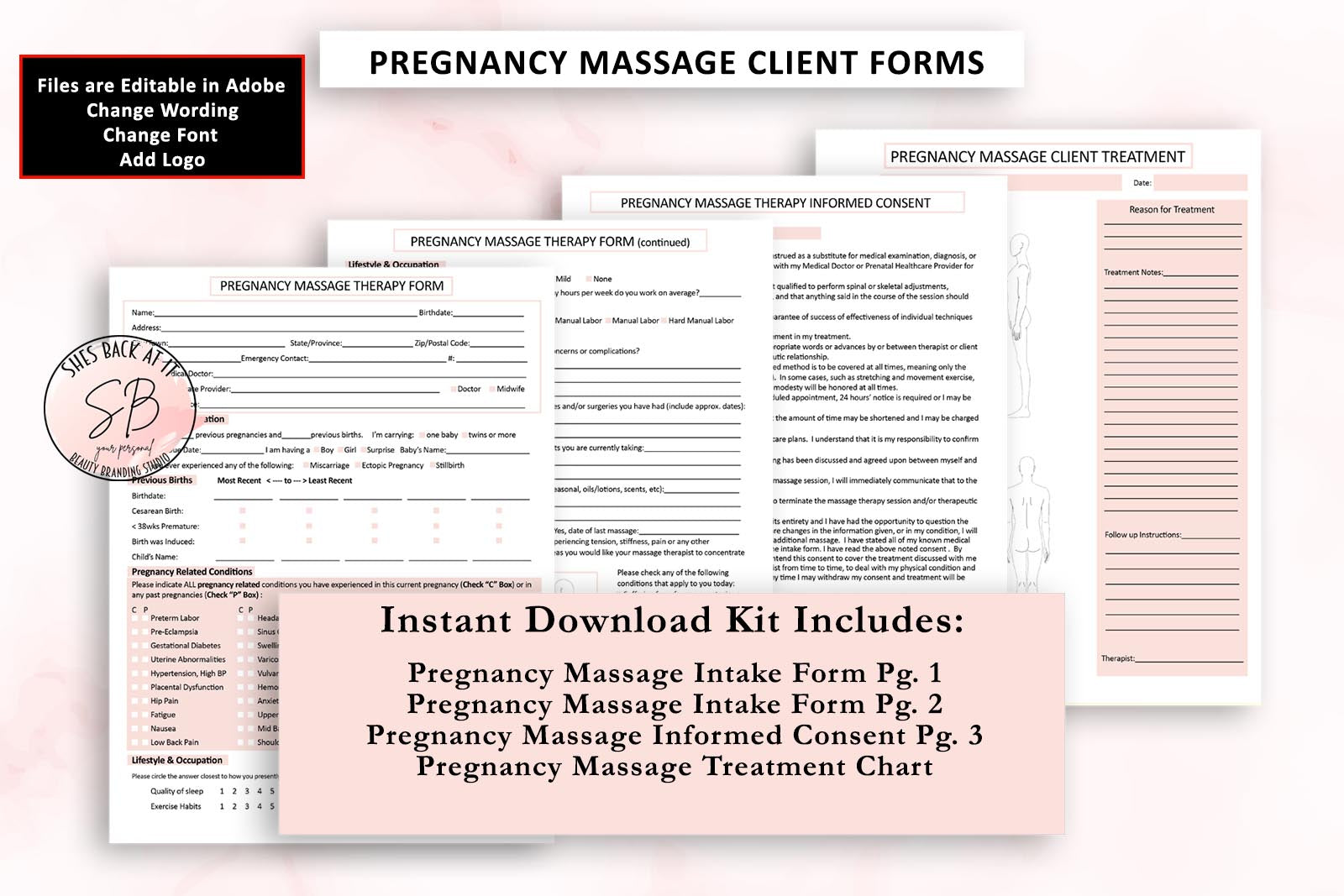 Pregnancy Massage Therapy Consultation Forms