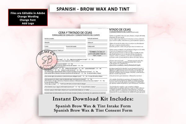 Spanish Brow Wax and Tint Client Forms