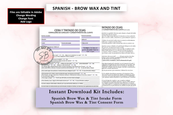 Spanish Brow Wax and Tint Client Forms