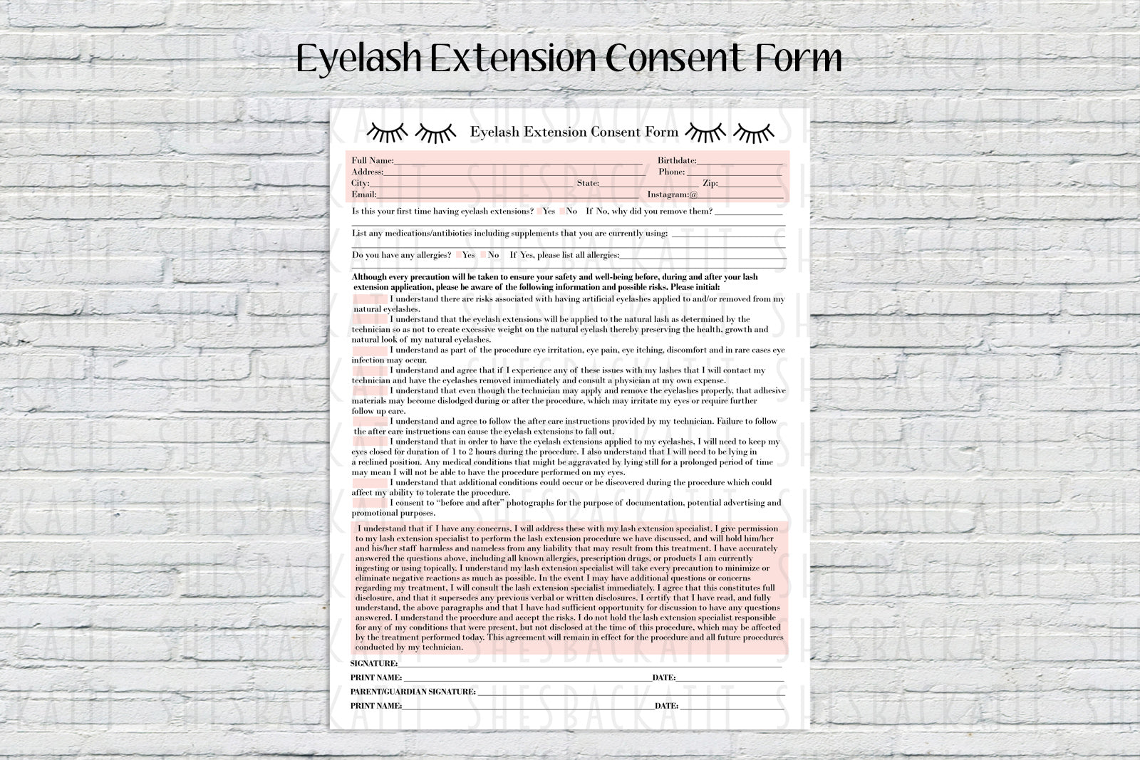 Lash Extension Consent Form