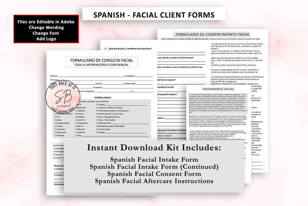 Spanish Facial Consultation and Consent Form | ShesBackAtIt | Printable ...