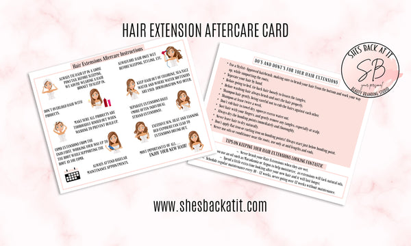 Hair Extensions Aftercare Card