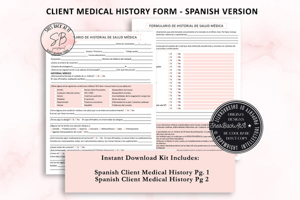 Spanish Client Medical History Form