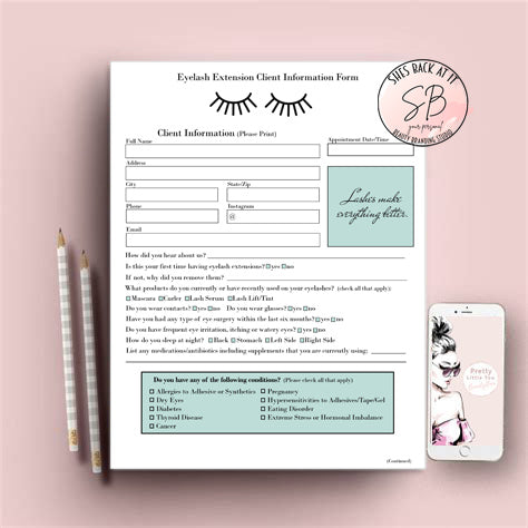 Mint Eyelash Extension Consent Form