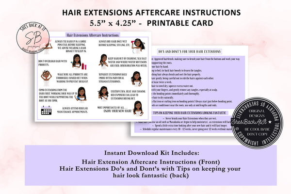 Hair Extension Care Card