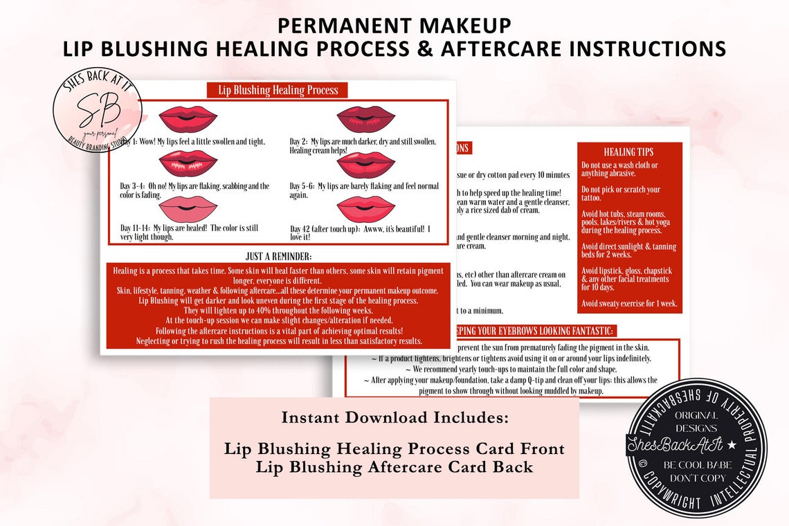 Lip Blushing Care Card