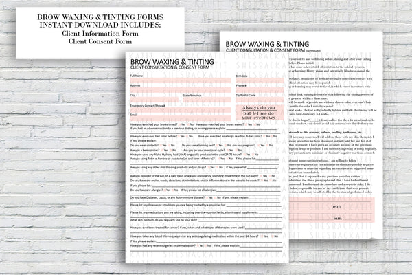 Brow Wax and Tint Consultation Forms