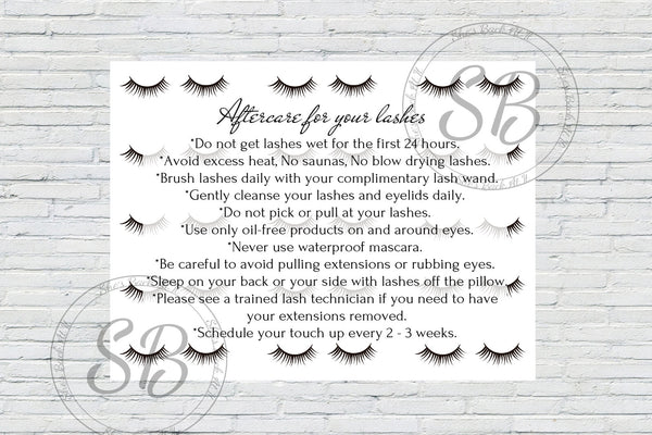 Lash Extension Aftercare Postcard