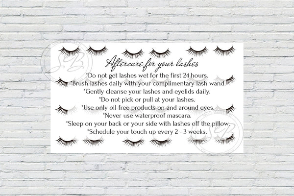 Printable Lash Aftercare Card