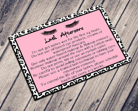 Leopard Lash Aftercare Card