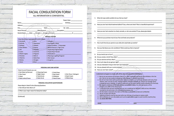 Facial Consultation Form