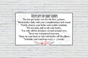 Printable Lash Extension Aftercare Card